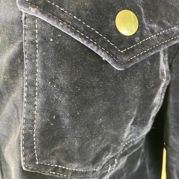 Vintage 70s Navy Blue Velvet Jean-Denim-Style Jacket Wide Collar felt velveteen - Picture 14 of 15